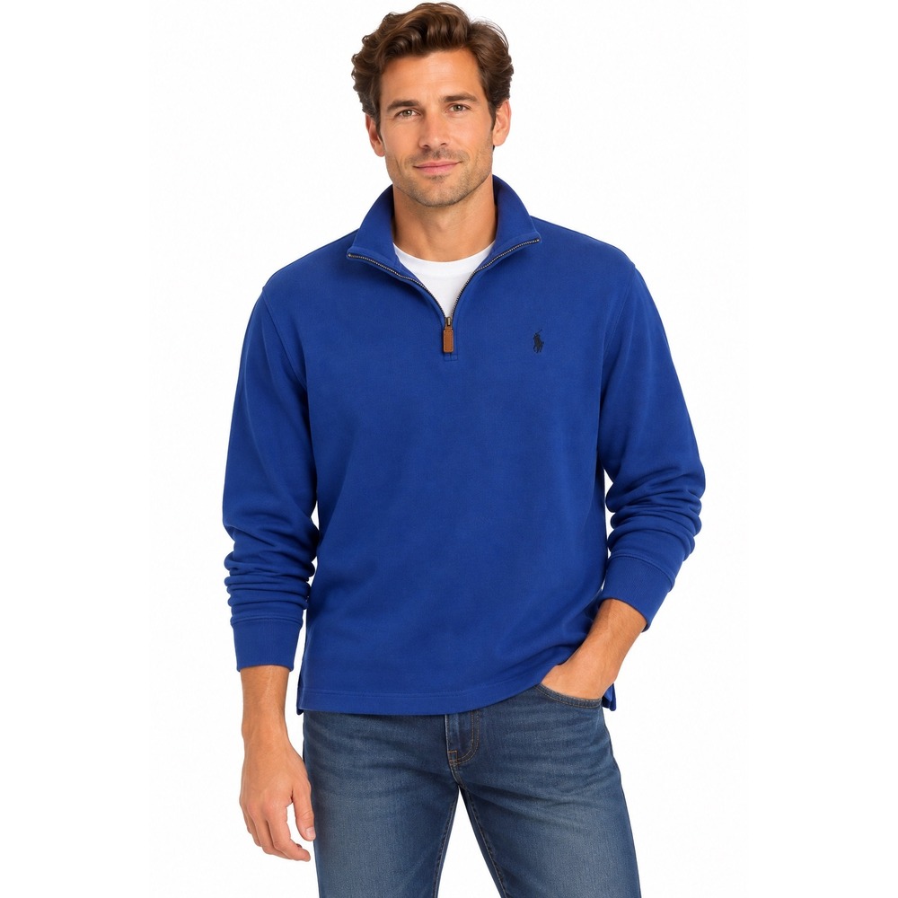 Polo Ralph Lauren Mens Royal Blue Quarter Zip Pullover Sweater Size Small